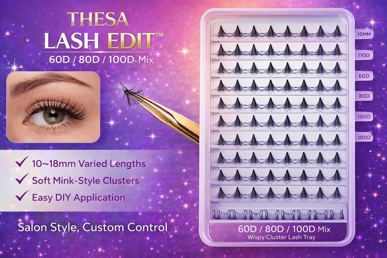 THESA Individual Lash Edit Wispy Cluster Tray