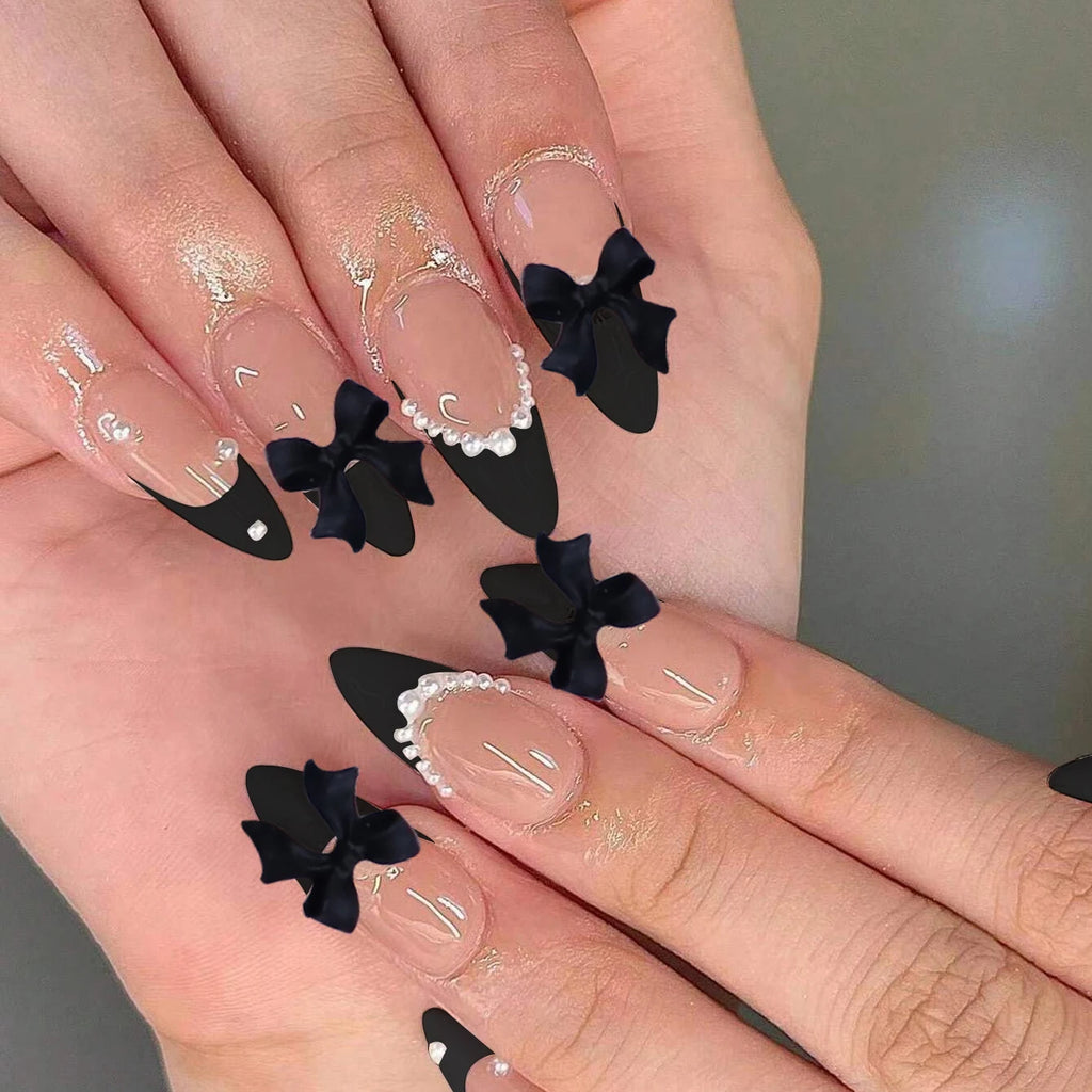THESA Fleur Chain Couture Coffin Press-On Nail Set (24-Piece)
