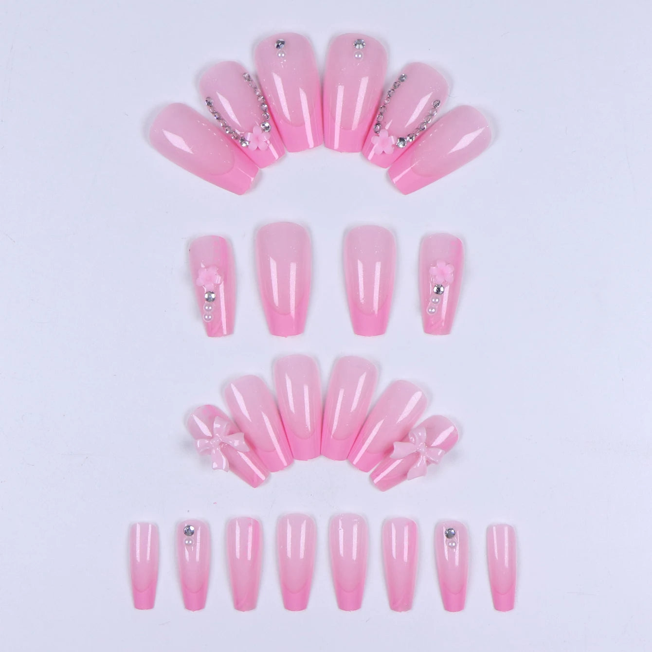 THESA Fleur Chain Couture Coffin Press-On Nail Set (24-Piece)